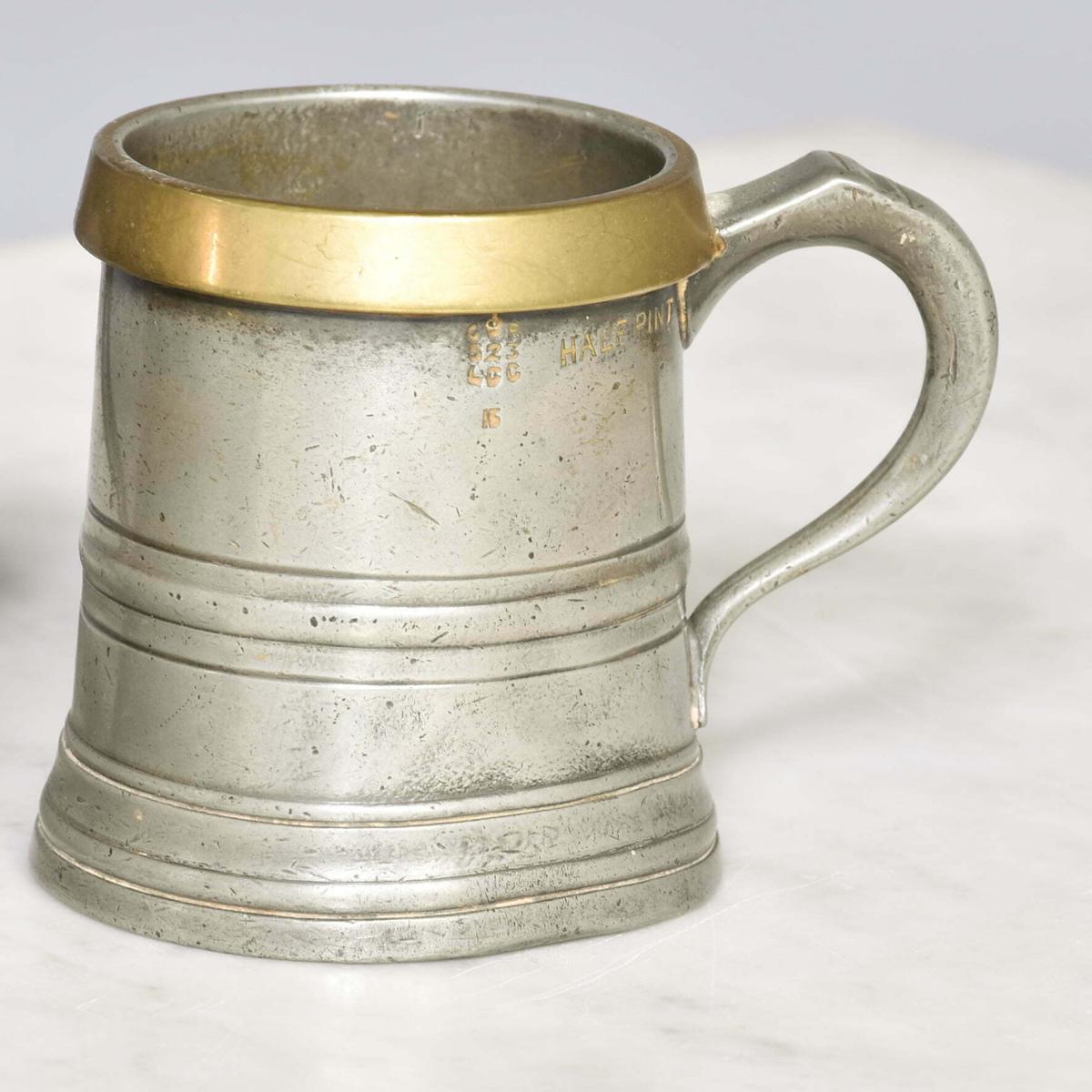 Antique Victorian Pewter and Brass Drinking Mugs – Set of 6 - Georgian ...