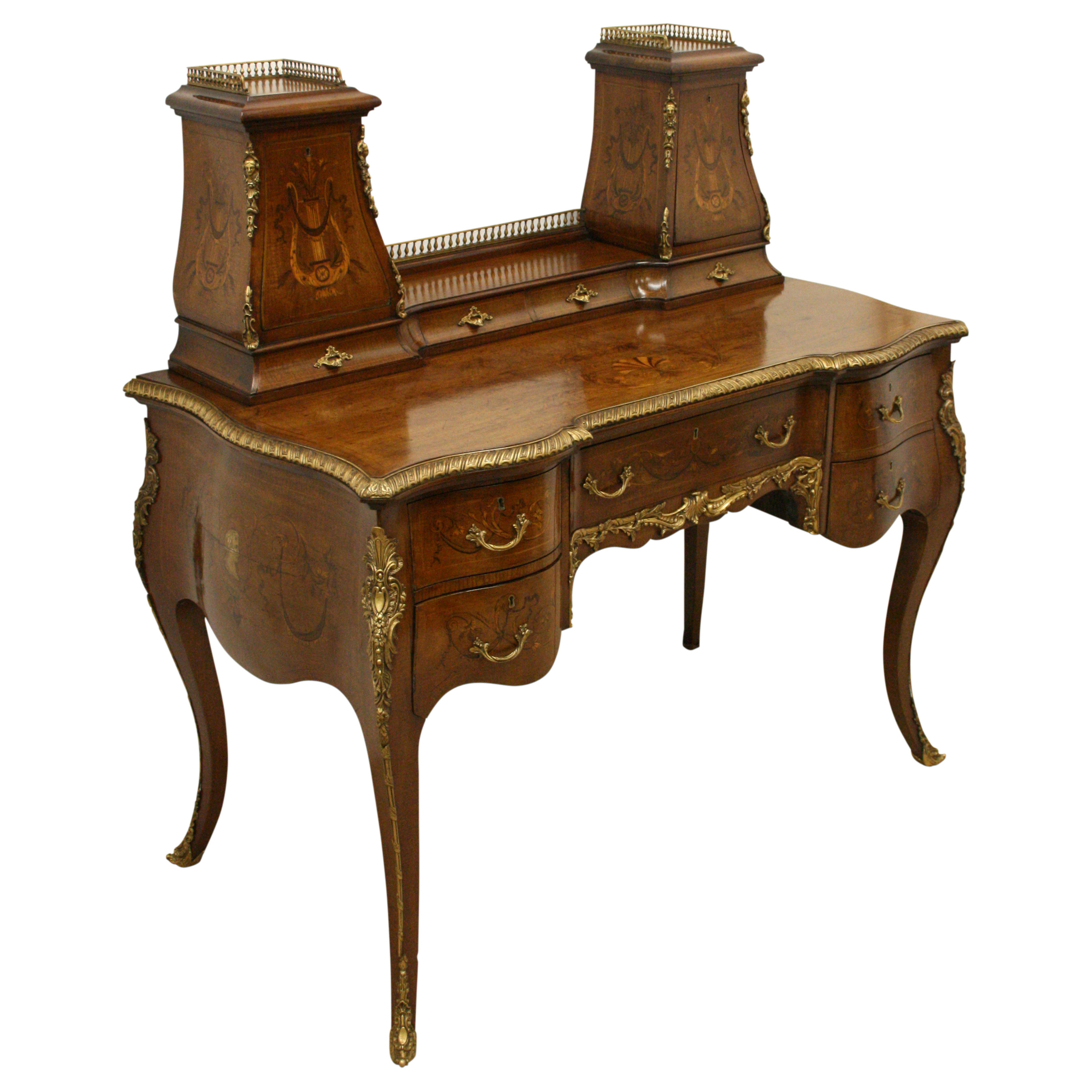 Late Victorian Mahogany And Marquetry Ladies Writing Desk