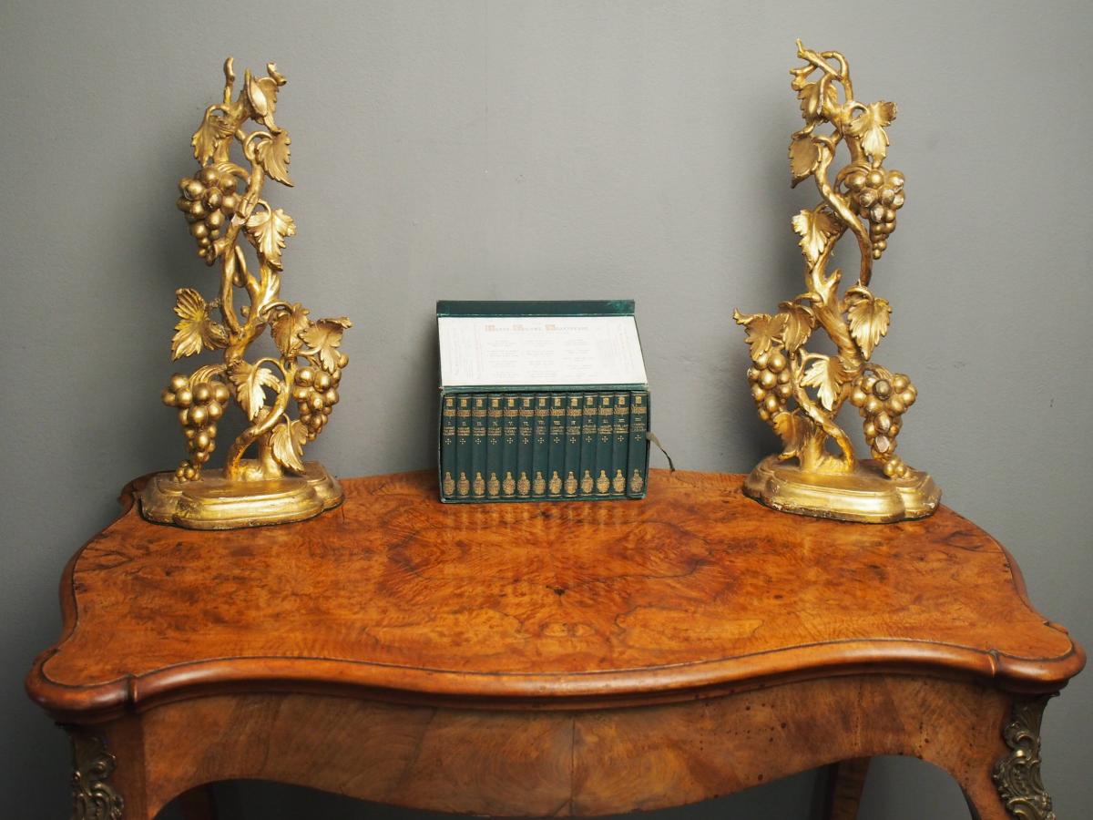 French Louis XV Antique Bureau Plat Library Office Desk, Sculpture Mounts